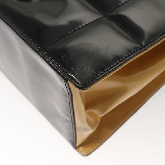 CHANEL Choco Bar Chain Shoulder Bag Lackleder Schwarz CC Auth 122608
