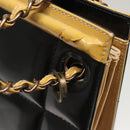 CHANEL Choco Bar Chain Shoulder Bag Patent leather Black CC Auth 122608-8