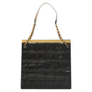 CHANEL Choco Bar Chain Shoulder Bag Lackleder Schwarz CC Auth 122608-13
