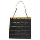 CHANEL Choco Bar Chain Shoulder Bag Patent leather Black CC Auth 122608-2