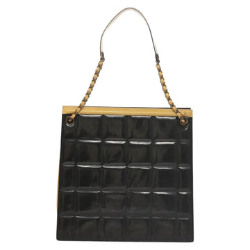 CHANEL Choco Bar Chain Shoulder Bag Patent leather Black CC Auth 122608 - 0