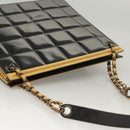 CHANEL Choco Bar Chain Shoulder Bag Patent leather Black CC Auth 122608-6