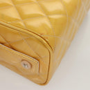 CHANEL Matelasse Hand Bag Patent leather Yellow Silver CC Auth 122609-15