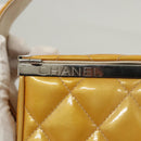 CHANEL Matelasse Hand Bag Patent leather Yellow Silver CC Auth 122609-17
