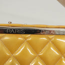 CHANEL Matelasse Hand Bag Patent leather Yellow Silver CC Auth 122609-18
