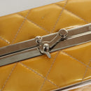 CHANEL Matelasse Hand Bag Patent leather Yellow Silver CC Auth 122609-10