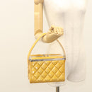 CHANEL Matelasse Hand Bag Patent leather Yellow Silver CC Auth 122609-23