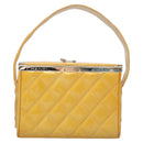 CHANEL Matelasse Hand Bag Patent leather Yellow Silver CC Auth 122609-13