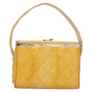 CHANEL Matelasse Hand Bag Patent leather Yellow Silver CC Auth 122609-2