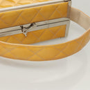 CHANEL Matelasse Hand Bag Patent leather Yellow Silver CC Auth 122609-7