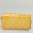 CHANEL Matelasse Hand Bag Patent leather Yellow Silver CC Auth 122609-5