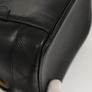 CHANEL Vanity Pouch Leather Black Gold CC Auth 122610-17