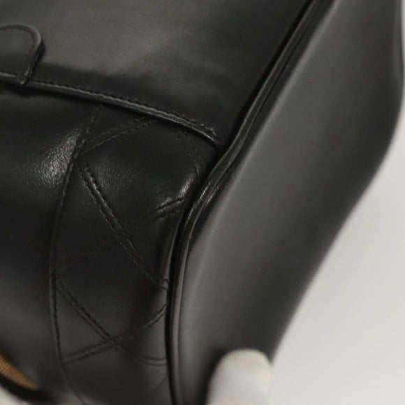 CHANEL Vanity Pouch Leather Black Gold CC Auth 122610