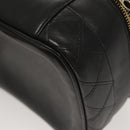 CHANEL Vanity Pouch Leather Black Gold CC Auth 122610-18