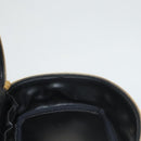 CHANEL Vanity Pouch Leather Black Gold CC Auth 122610-20