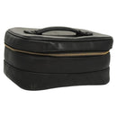 CHANEL Vanity Pouch Leather Black Gold CC Auth 122610-1