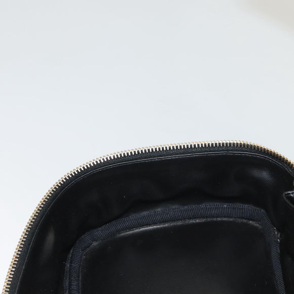 CHANEL Vanity Pouch Leather Black Gold CC Auth 122610