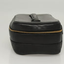 CHANEL Vanity Pouch Leather Black Gold CC Auth 122610-3