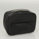 CHANEL Vanity Pouch Leather Black Gold CC Auth 122610-6