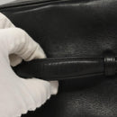 CHANEL Vanity Pouch Leather Black Gold CC Auth 122610-7