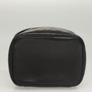 CHANEL Vanity Pouch Leather Black Gold CC Auth 122610-5