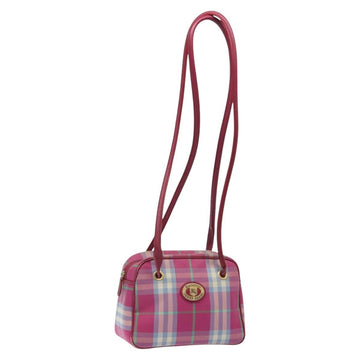 Burberrys Nova Check Shoulder Bag Canvas Pink Gold Auth 122611