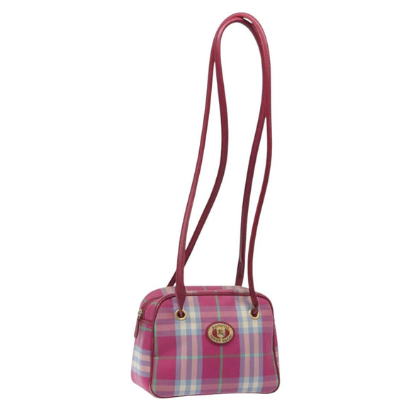 Burberrys Nova Check Shoulder Bag Canvas Pink Gold Auth 122611