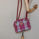 Burberrys Nova Check Shoulder Bag Canvas Pink Gold Auth 122611-21