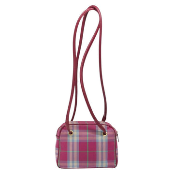 Burberrys Nova Check Shoulder Bag Canvas Pink Gold Auth 122611 - 0
