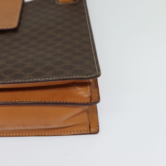 CELINE Macadam Canvas Shoulder Bag PVC Leather Brown Gold Auth 122617