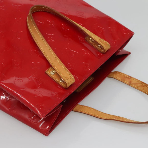 LOUIS VUITTON Monogram Vernis Reade MM Hand Bag Red Rouge M91086 LV Auth 122621
