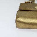 Salvatore Ferragamo Gancini Shoulder Bag Leather Gold Auth 122662-9