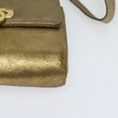 Salvatore Ferragamo Gancini Shoulder Bag Leather Gold Auth 122662-14