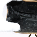 Salvatore Ferragamo Gancini Shoulder Bag Leather Gold Auth 122662-19