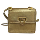Salvatore Ferragamo Gancini Shoulder Bag Leather Gold Auth 122662-13
