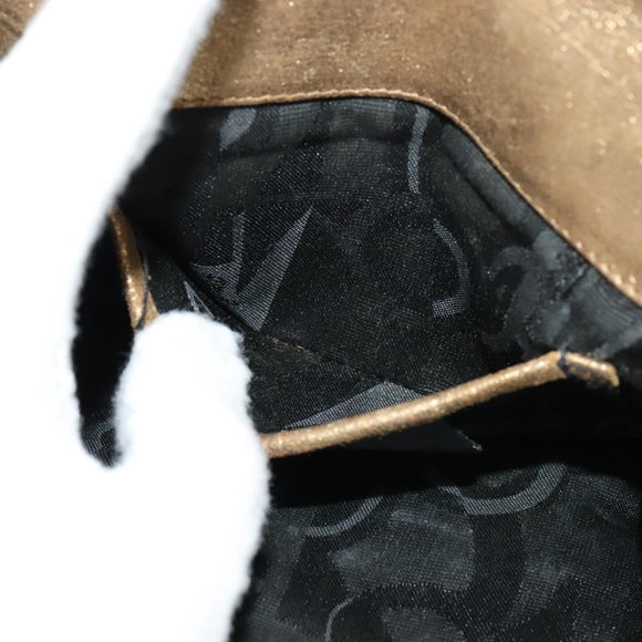 Salvatore Ferragamo Gancini Shoulder Bag Leather Gold Auth 122662