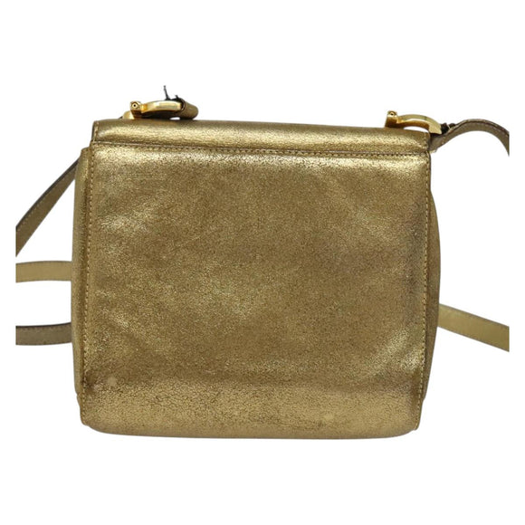 Salvatore Ferragamo Gancini Shoulder Bag Leather Gold Auth 122662