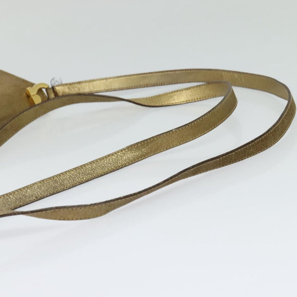 Salvatore Ferragamo Gancini Shoulder Bag Leather Gold Auth 122662
