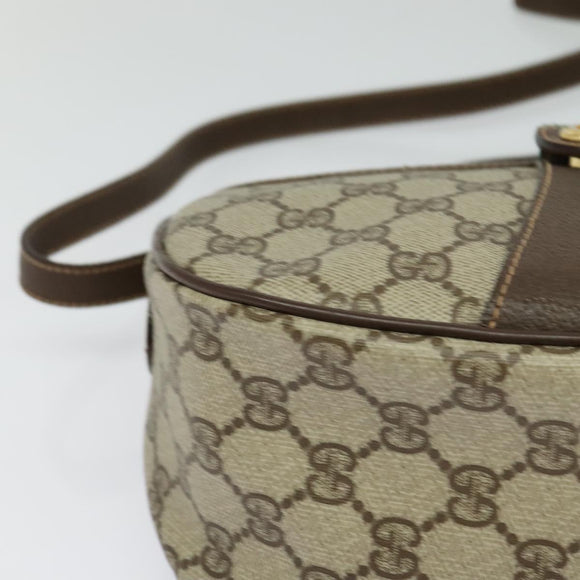 GUCCI GG Supreme Web Sherry Line Bag PVC Brown Gold 89 02 032 Auth 122664