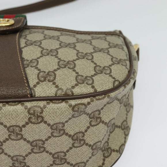 GUCCI GG Supreme Web Sherry Line Tas PVC Bruin Goud 89 02 032 Auth 122664