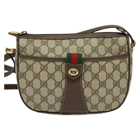 GUCCI GG Supreme Web Sherry Line Tas PVC Bruin Goud 89 02 032 Auth 122664