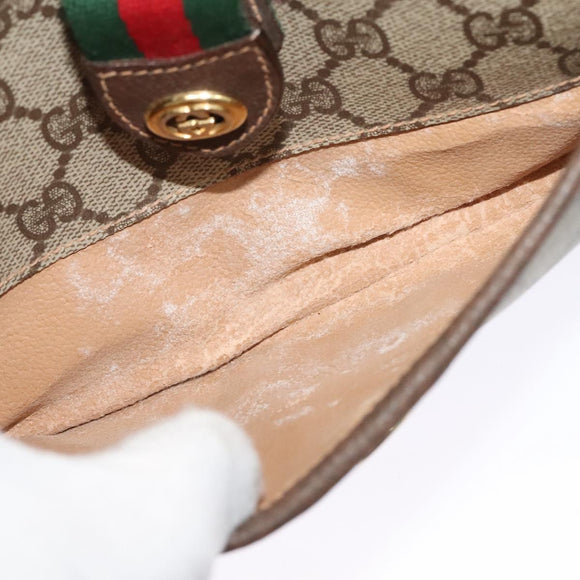 GUCCI GG Supreme Web Sherry Line Bag PVC Brown Gold 89 02 032 Auth 122664