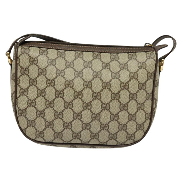GUCCI GG Supreme Web Sherry Line Tas PVC Bruin Goud 89 02 032 Auth 122664