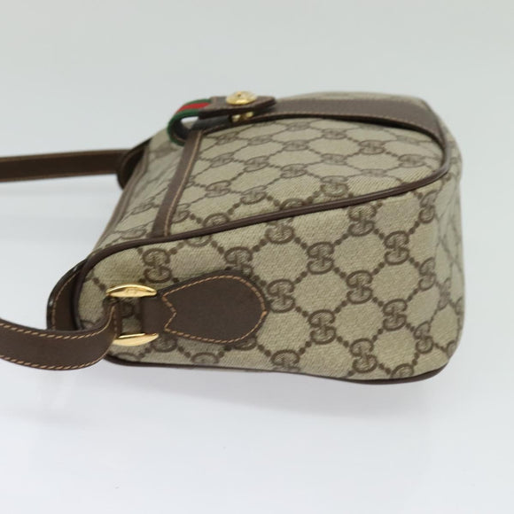 GUCCI GG Supreme Web Sherry Line Bag PVC Brown Gold 89 02 032 Auth 122664