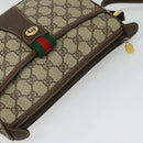 GUCCI GG Supreme Web Sherry Line Bag PVC Brown Gold 89 02 032 Auth 122664-6