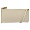 Salvatore Ferragamo Gancini Shoulder Bag Leather Ivory Gold Auth 122679-1