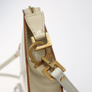 Salvatore Ferragamo Gancini Shoulder Bag Leather Ivory Gold Auth 122679-16
