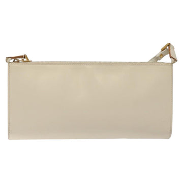 Salvatore Ferragamo Gancini Shoulder Bag Leather Ivory Gold Auth 122679 - 0