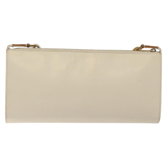 Salvatore Ferragamo Gancini Shoulder Bag Leather Ivory Gold Auth 122679
