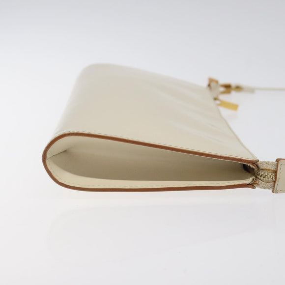 Salvatore Ferragamo Gancini Shoulder Bag Leather Ivory Gold Auth 122679